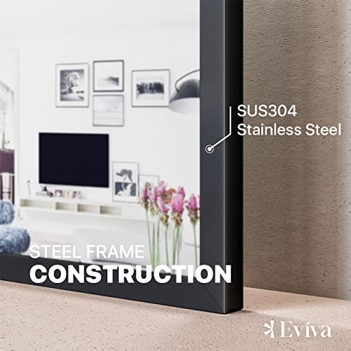 Eviva Black Mirror for Bathroom Vanity Mirror & Living Spaces - Long Mirrors for Bedroom & Edge Sealing Technology - Black Bathroom Mirror with HD Glass - Bathroom Mirrors for Wall - 72" x 30"