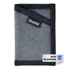 flowfold rfid-blocking wallet card holder wallet recycled material minimalist wallet – durable slim front pocket wallets made in usa (heather grey, recycled material)