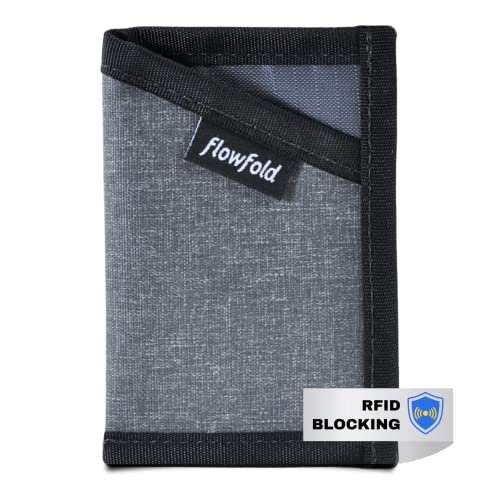 Flowfold RFID-Blocking Wallet Card Holder Wallet Recycled Material Minimalist Wallet - Durable Slim Front Pocket Wallets Made in USA (Heather Grey, Recycled Material)