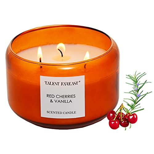 TALENT FAREAST Red Cherry & Vanilla Highly Scented Candle for Home 16 OZ Aromatherapy Candles Relaxing Enhanced Aroma Luxury Gift 40 Hour Long Lasting Natural Soy Wax Premium Fragrance Glass Candle