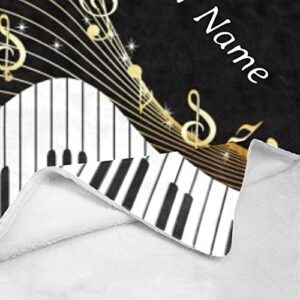 Custom Blanket with Name Text,Personalized Music Treble Clef Super Soft Fleece Throw Blanket for Couch Sofa Bed (50 X 60 inches)