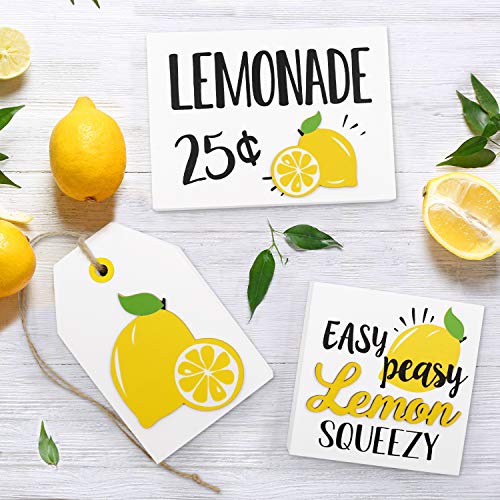 Lemon Wooden Tiered Tray Decor Fresh Lemonade 25 ￠ Easy Peasy Lemon Squeezy Summer Buffalo Plaid Farmhouse Stand Rustic Kitchen Signs Set Of 3