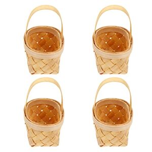 doitool 4pcs mini woven baskets small handmade baskets with handles braided basket wood chip basket hanging baskets for egg gifts home decor 6. 5x4. 5cm