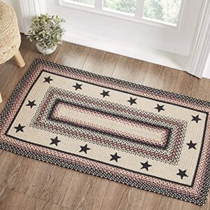 vhc brands colonial star rug with pvc pad, jute blend, rectangle, tan black red, 27×48 inches