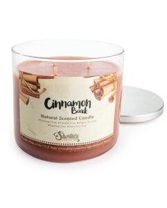 cinnamon bark highly scented natural 3 wick candle, essential fragrance oils, 100% soy, phthalate & paraben free, clean burning, 14.5 oz.