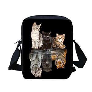 zfrxign cat crossbody bag for kids girls black purse cell phone wallet holder satchel women’s shoulder bag handbag school kitten deflected tigers