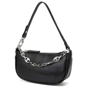 women small shoulder bag mini purse womens crossbody clutch purses with zipper closure (black l)