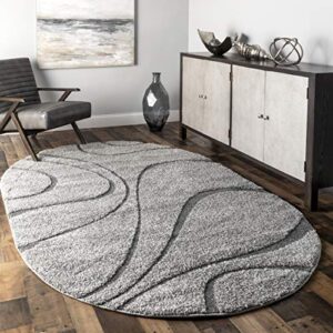 nuloom carolyn cozy soft & plush shag area rug, 5′ x 8′ oval, dark grey