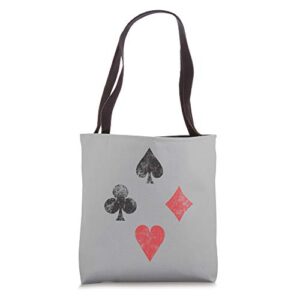 vintage playing card suits, spades, hearts, diamonds, clubs tote bag