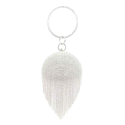 LUI SUI Women Round Ball Dazzling Crystal Evening Handbags Rhinestone Tassel Handle Purse Bags Wedding Shoulder Handbags