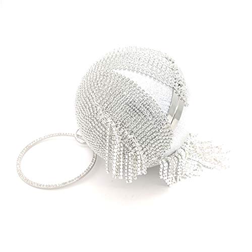 LUI SUI Women Round Ball Dazzling Crystal Evening Handbags Rhinestone Tassel Handle Purse Bags Wedding Shoulder Handbags