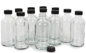 vivaplex, 12, clear, 8 oz glass bottles, with lids