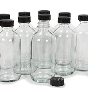 Vivaplex, 12, Clear, 8 oz Glass Bottles, with Lids