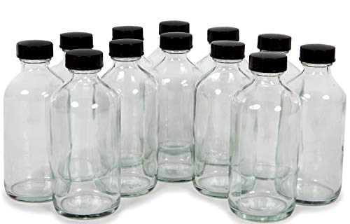 Vivaplex, 12, Clear, 8 oz Glass Bottles, with Lids