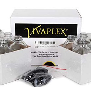 Vivaplex, 12, Clear, 8 oz Glass Bottles, with Lids