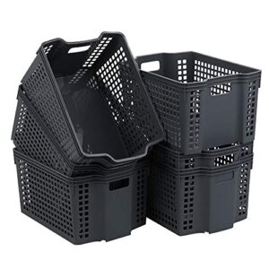 vababa 6-pack gray plastic stackable storage baskets/storage bins