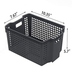 Vababa 6-Pack Gray Plastic Stackable Storage Baskets/Storage Bins
