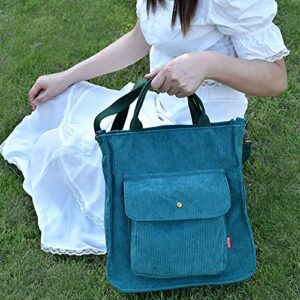 LSXCSM Women's Cute Corduroy Tote Bags Canvas Crossbody Bag Shoulder Purse with Zipper for School