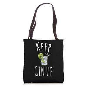 funny gin lover gifts keep your gin chin up motivational pun tote bag