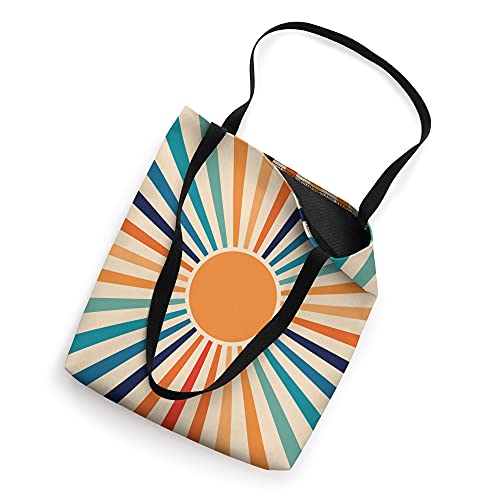 Vintage Sun Retro 70s Rainbow Sunrise Sunset Abstract Boho Tote Bag