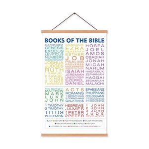kairne book of the bible scripture art print with wood magnetic poster hanger, framed christian hanging wall art,40x64cm sunday school bible verses educational canvas painting for kids home church decor