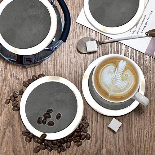 Coasters for Drinks Leather Coasters with Holder for Wooden Table Coaster with Silver Metal Ring for Drinks Absorbent House Warming Presents for Women Funny Farmhouse for Bar Table Set of 6