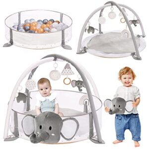 5-in-1 xl large baby gym & ball pit, play mat & play gym, combination baby activity gym for sensory exploration and motor skill development from baby to toddler, balls are not included