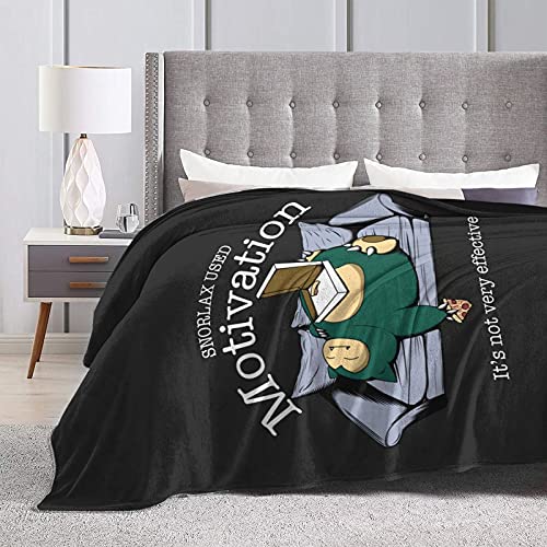 Interesting Flannel Fleece Blanket for Beding Cozy Plush Throw Lightweight Decorative Air Conditioner Towel Couch Sofa Chair Office Travelling Camping Gift 80InchX60Inch, Black