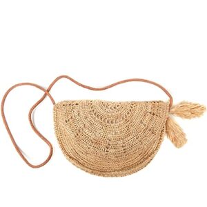 mar y sol lila crocheted raffia straw flap crossbody bag (natural)