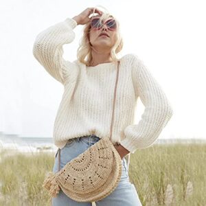 Mar Y Sol Lila Crocheted Raffia Straw Flap Crossbody Bag (Natural)