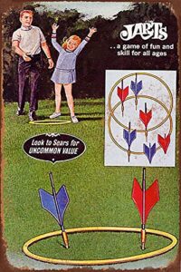 joycenie great tin sign aluminum metal sign 1969 jarts lawn darts game vintage look 8×12 inch