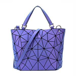 geometric luminous tote bags for women crossbody bags for women purses and handbags multi color shoulder bag (luminous purple)