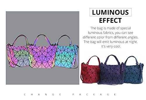 Geometric Luminous Tote Bags for Women Crossbody Bags for Women Purses and Handbags Multi Color Shoulder Bag (Luminous Purple)