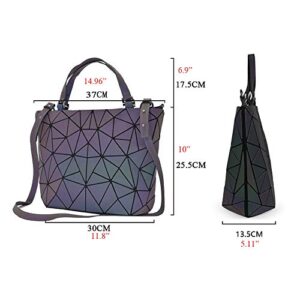 Geometric Luminous Tote Bags for Women Crossbody Bags for Women Purses and Handbags Multi Color Shoulder Bag (Luminous Purple)