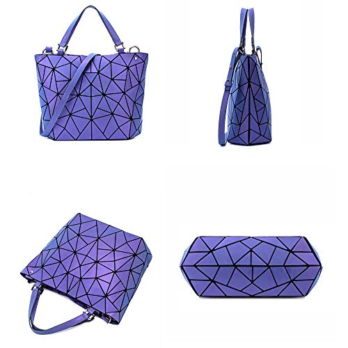 Geometric Luminous Tote Bags for Women Crossbody Bags for Women Purses and Handbags Multi Color Shoulder Bag (Luminous Purple)