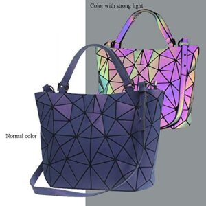 Geometric Luminous Tote Bags for Women Crossbody Bags for Women Purses and Handbags Multi Color Shoulder Bag (Luminous Purple)