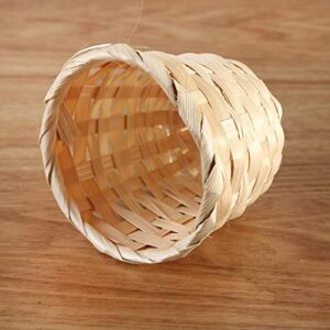 LWNOOH Desktop Bamboo Weaving Storage Basket, 6 Pieces Small Household Bamboo Wood Woven Storage Box for Debris Crafts Toys Jewelry Organizer Desk Decoration Desktop Flower Pot Garbage Can