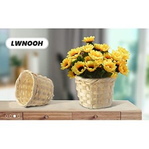 LWNOOH Desktop Bamboo Weaving Storage Basket, 6 Pieces Small Household Bamboo Wood Woven Storage Box for Debris Crafts Toys Jewelry Organizer Desk Decoration Desktop Flower Pot Garbage Can