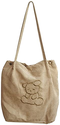 YiKitHom Corduroy Tote Bag Canvas Lining