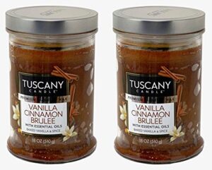 tuscany candle 18oz scented candle, vanilla cinnamon brulee 2-pack