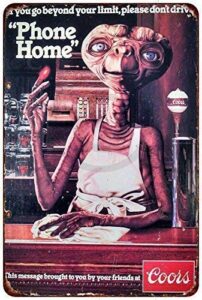 smartcows tin sign e.t. phone home vintage reproduction metal sign 8 x 12