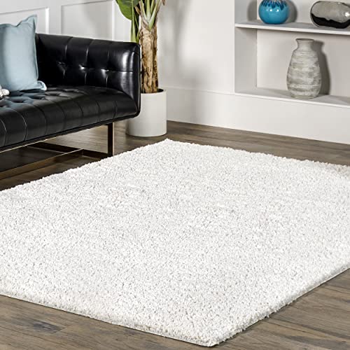 nuLOOM Marleen Contemporary Shag Runner Rug, 2' 6" x 6', White