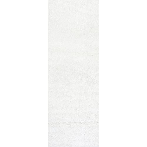 nuLOOM Marleen Contemporary Shag Runner Rug, 2' 6" x 6', White