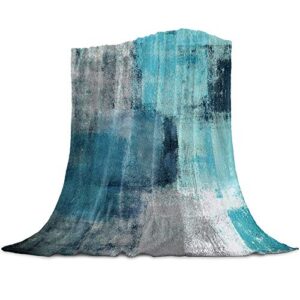 turquoise blanket gray aqua abstract paint art graffiti lattice super soft breathable flannel throw blankets cyan teal warm cozy decorative for sofa chair bedroom all seasons use 40×50 inch