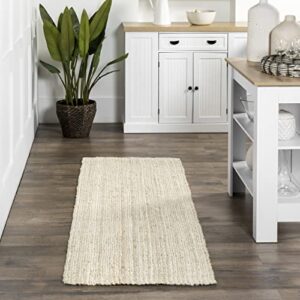 nuloom ashli handwoven solid jute runner rug, 2′ 6″ x 6′, off-white