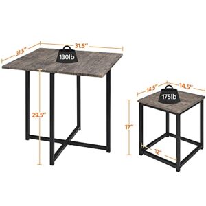 Yaheetech 5-Piece Dining Table Set - Industrial Kitchen Table & Chairs Sets for 4 - Compact Table with 4 Stools & Space-Saving Design for Apartment, Small Space, Breakfast Nook, Drift Brown