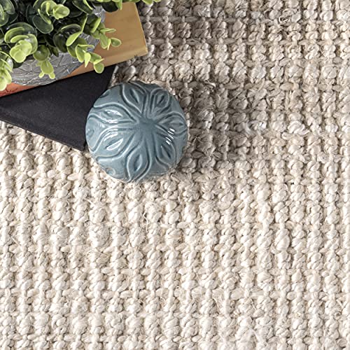 nuLOOM Ashli Handwoven Solid Jute Accent Rug, 2' x 3', Off-white