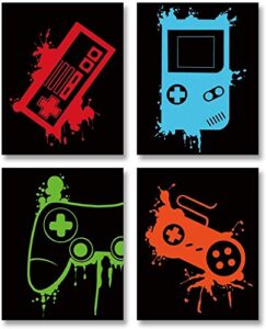 xuoiaynb video game art print-colorful gaming themed canvas wall art (12″x16″x4 pieces, unframed) -perfect for kids boy bedroom decoration