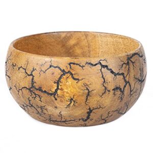 gocraft fractal burn wood bowl, decorative bowl small, 6″ diameter x 3″ height, single bowl