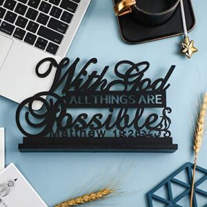Inspirational Table Art with God All Things are Possible Positive Sign Home Table Decoration, Motivational Table Centerpieces Letter Sign Wooden for Faith Motivational Decor Home ()